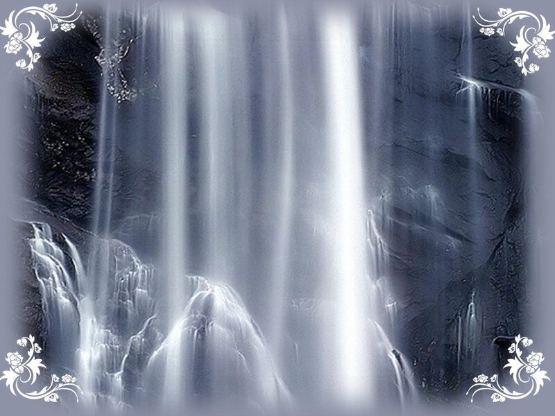 Waterfall on Rock Face — White