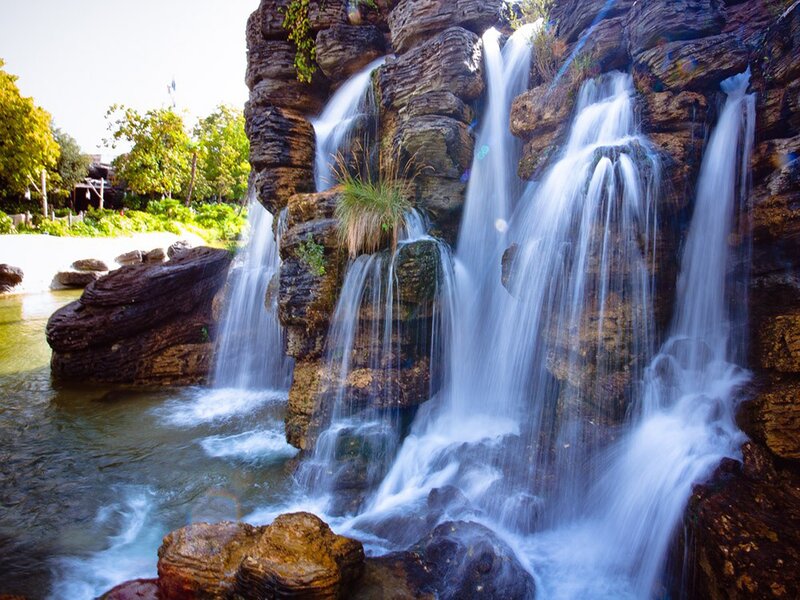 Waterfall on Rocks — Blue, Serene
