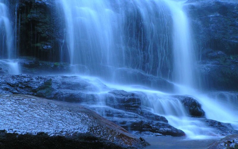 Waterfall on Rocks — Blue