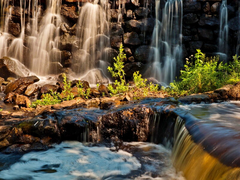Waterfall on Rocks — Brown, Serene, Afternoon