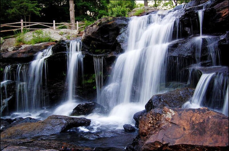Waterfall on Rocks — Brown, Serene