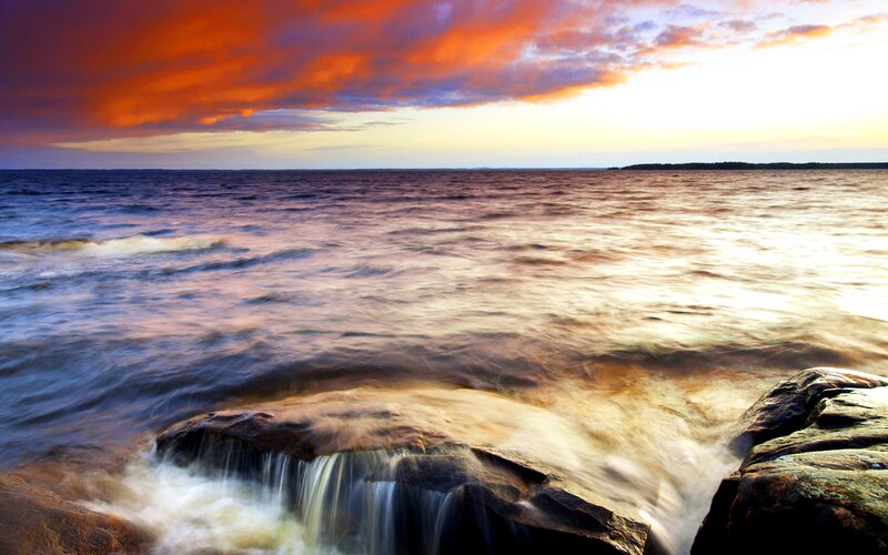 Waterfall on Rocks — Orange