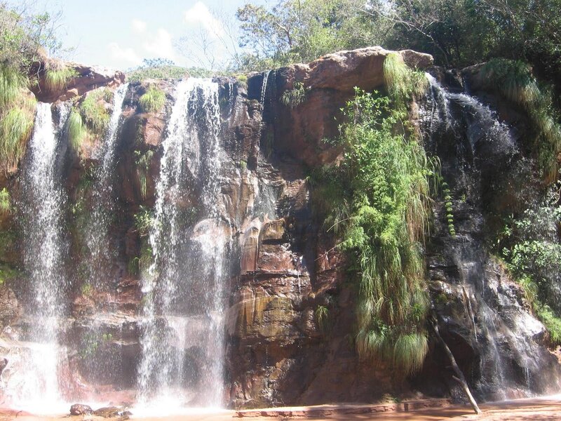 Waterfall on Rocky Cliff — Brown, Natural