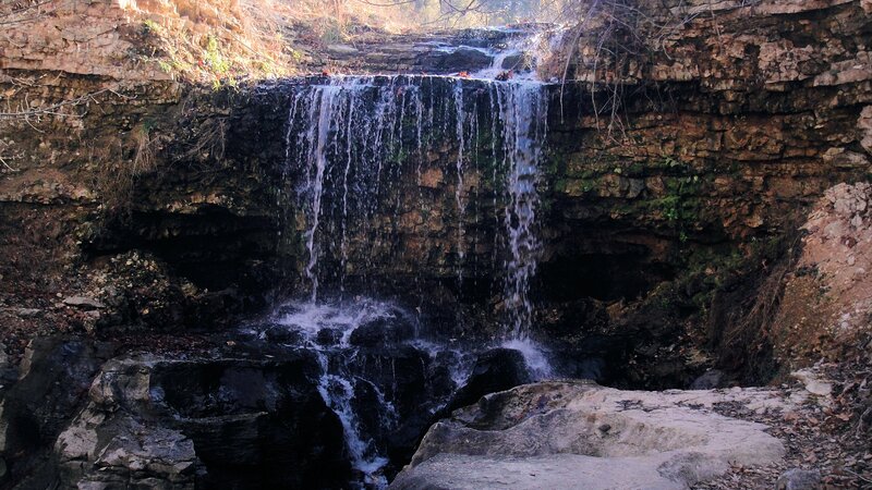 Waterfall on Rocky Cliff — Brown, Serene, Autumn