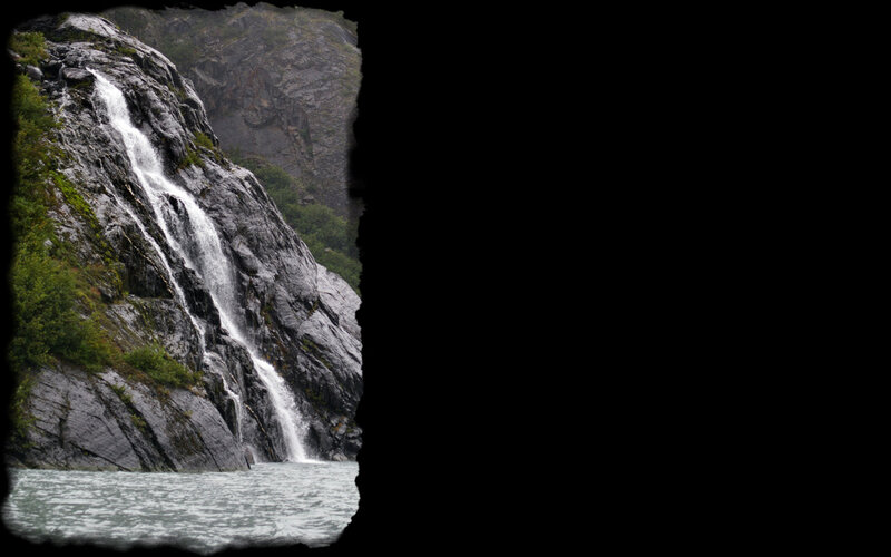 Waterfall on Rocky Cliff — Gray, Natural, Photograph, River