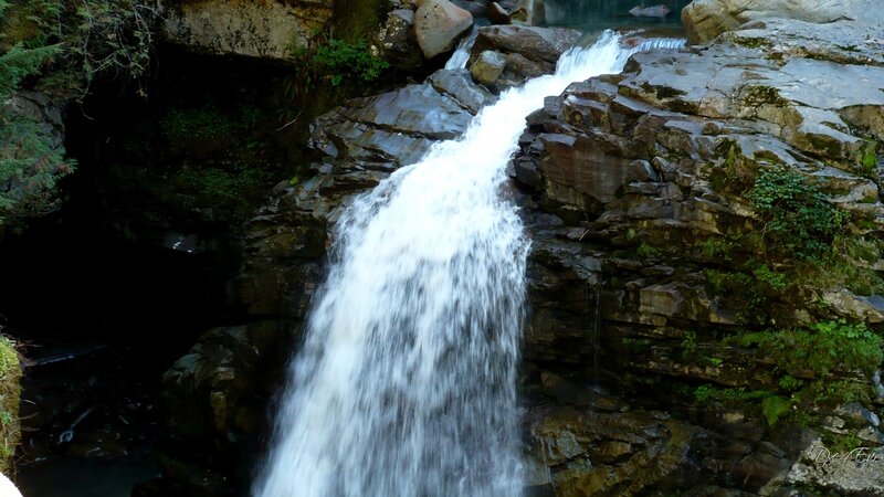 Waterfall on Rocky Cliff — White, Natural