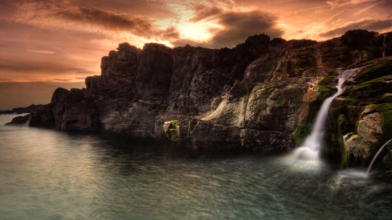 Waterfall on Rocky Coast