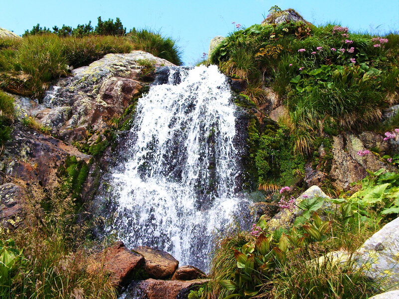 Waterfall on Rocky Hillside