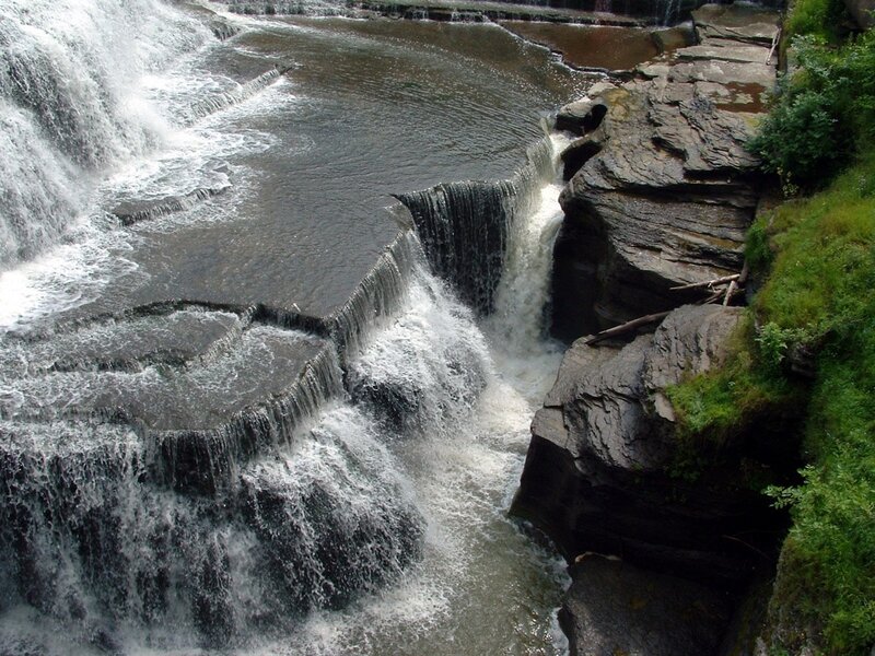 Waterfall on Rocky Ledge — Gray, Natural