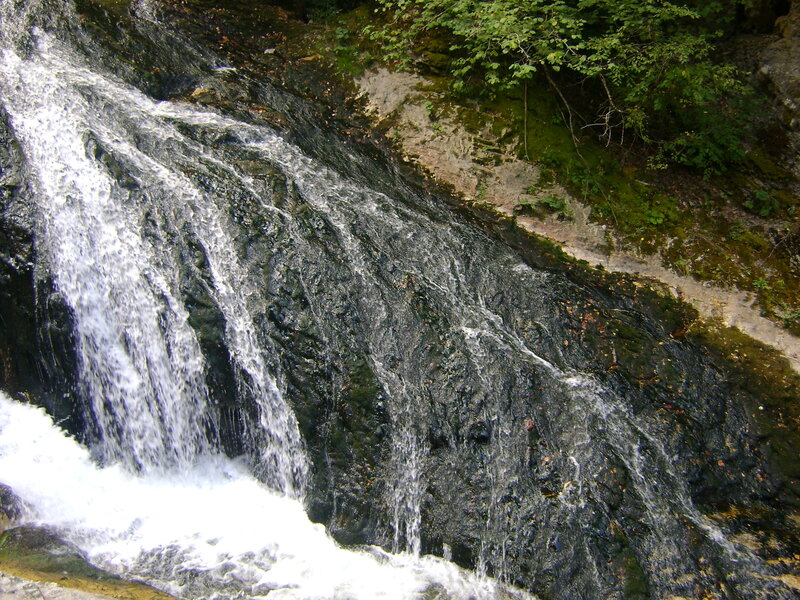 Waterfall on Rocky Slope — Green, Natural