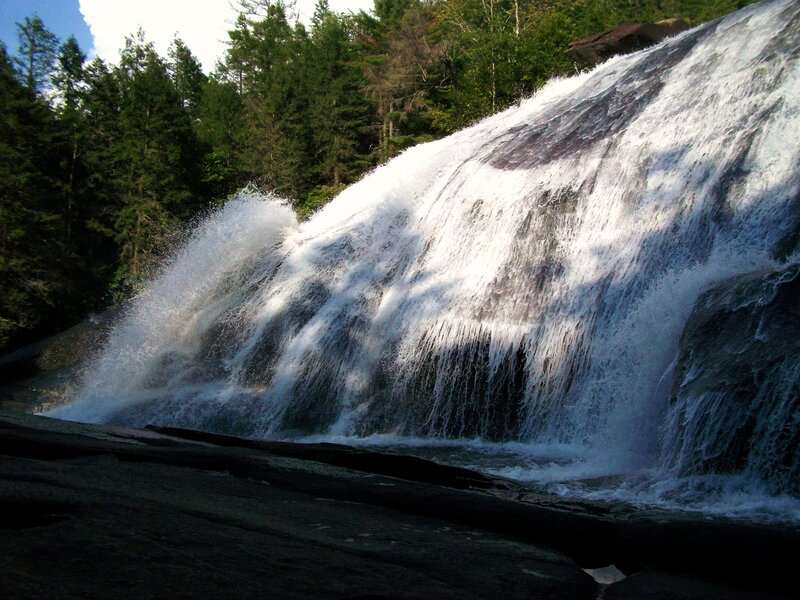 Waterfall on Rocky Slope — Green