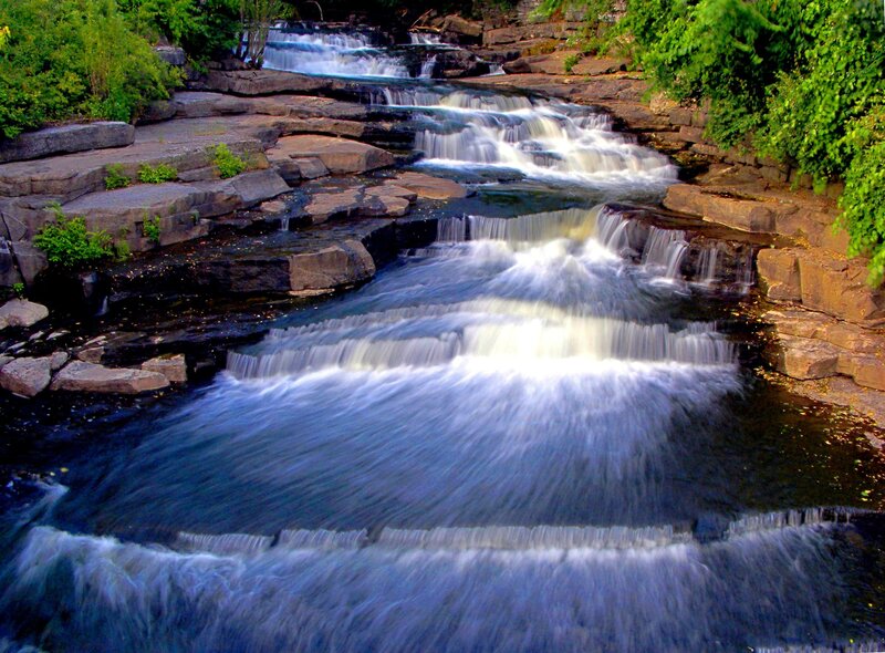 Waterfall on Rocky Stream — Green, Serene