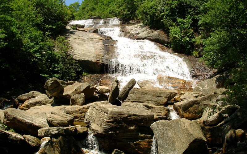 Waterfall on Rocky Stream — Green