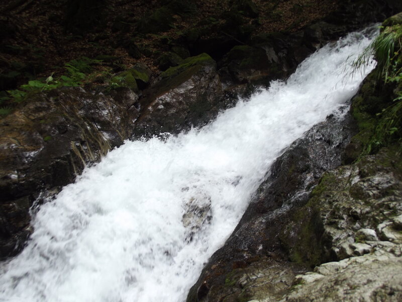 Waterfall on Rocky Stream — White