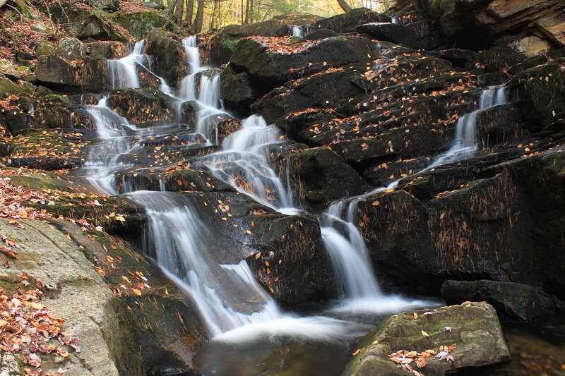 Waterfall on Rocky Terrain — Brown