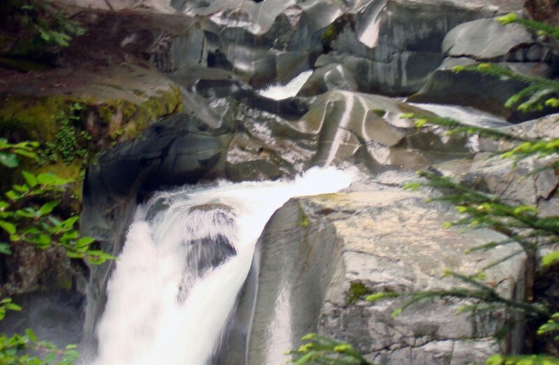 Waterfall on Rocky Terrain — Gray