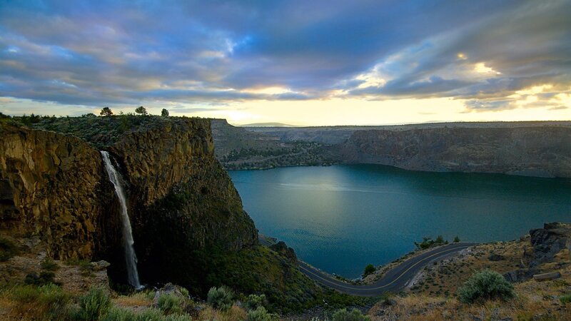 Waterfall over Canyon — Blue