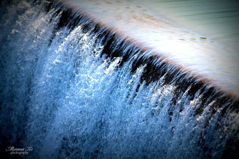 Waterfall over Dam — Blue