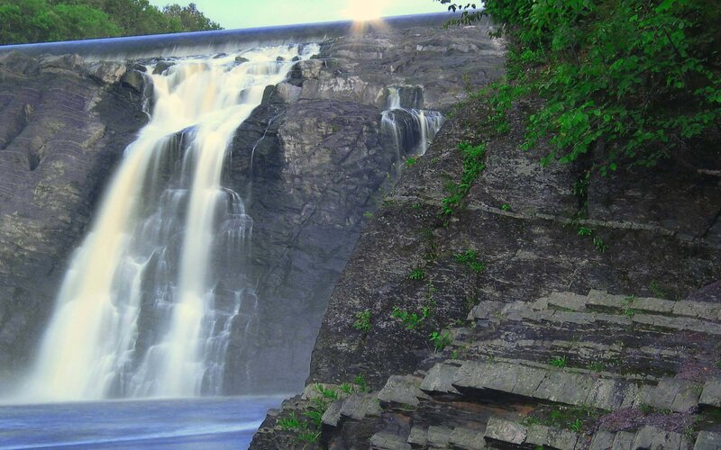 Waterfall over Rock Face