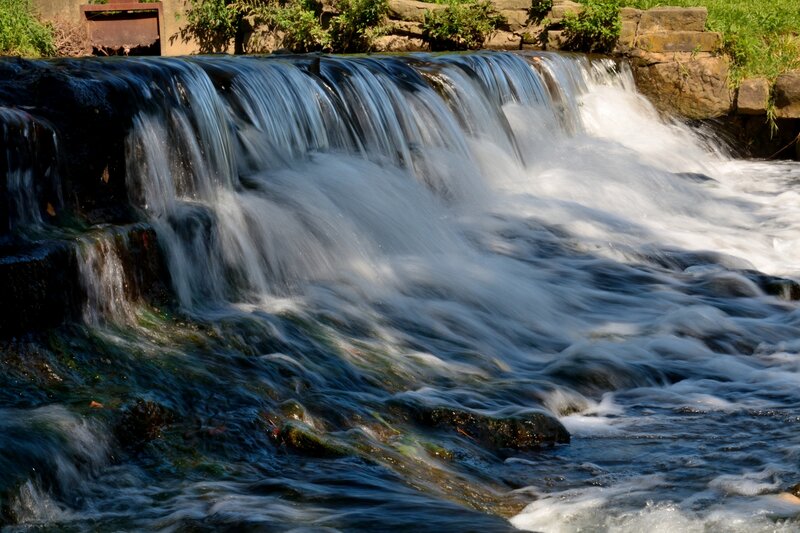 Waterfall over Rocks — Blue, Calm