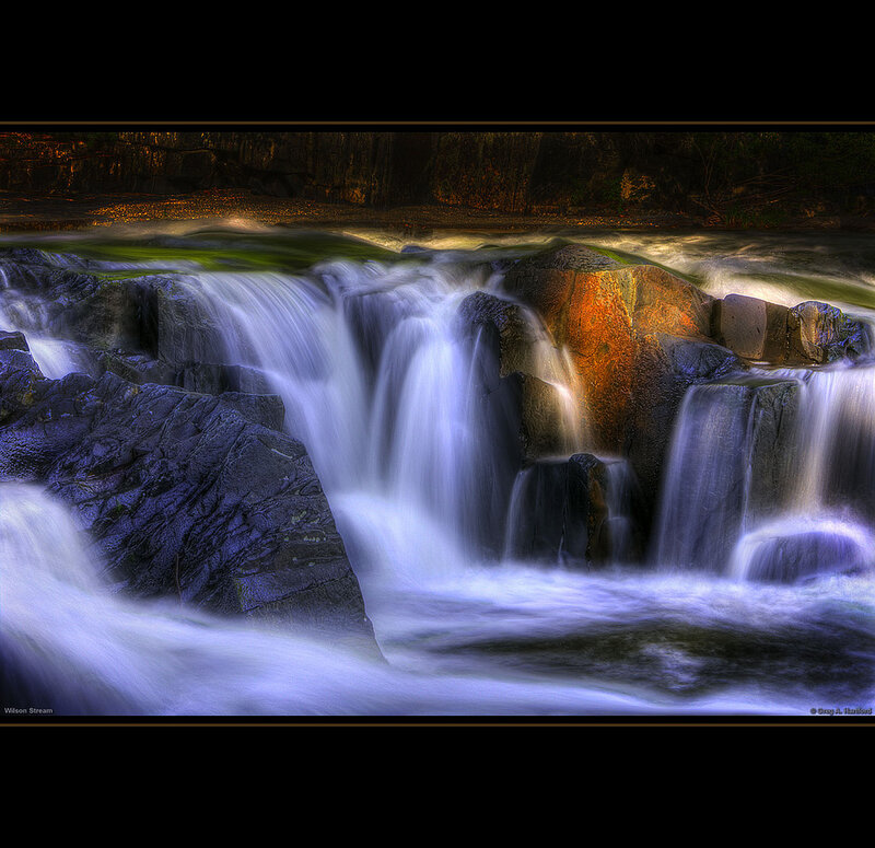 Waterfall over Rocks — Blue, Serene, Night