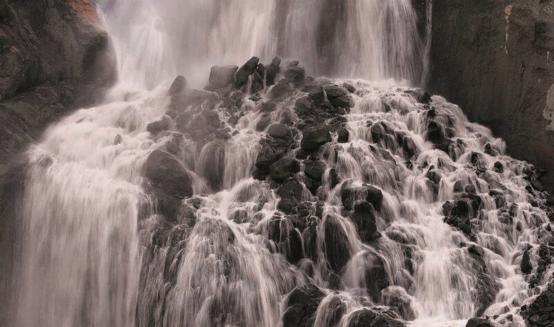 Waterfall over Rocks — Gray, Dynamic