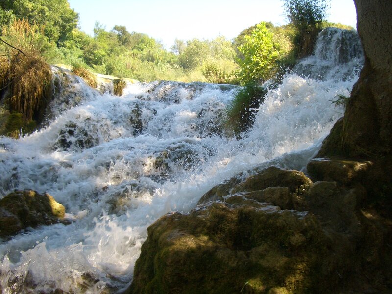 Waterfall over Rocks — Green, Dynamic, Afternoon, Photograph