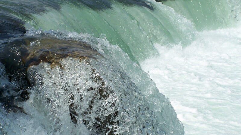 Waterfall over Rocks — Green, Dynamic, Afternoon
