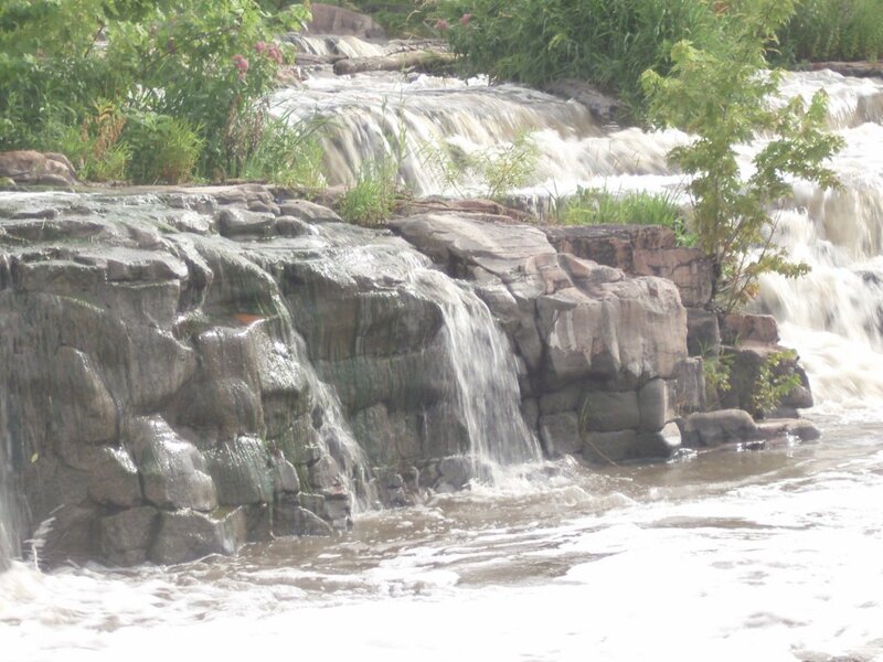 Waterfall over Rocks — Green, Natural