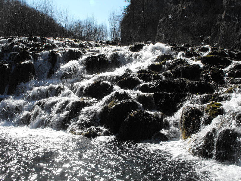 Waterfall over Rocks — White, Dramatic