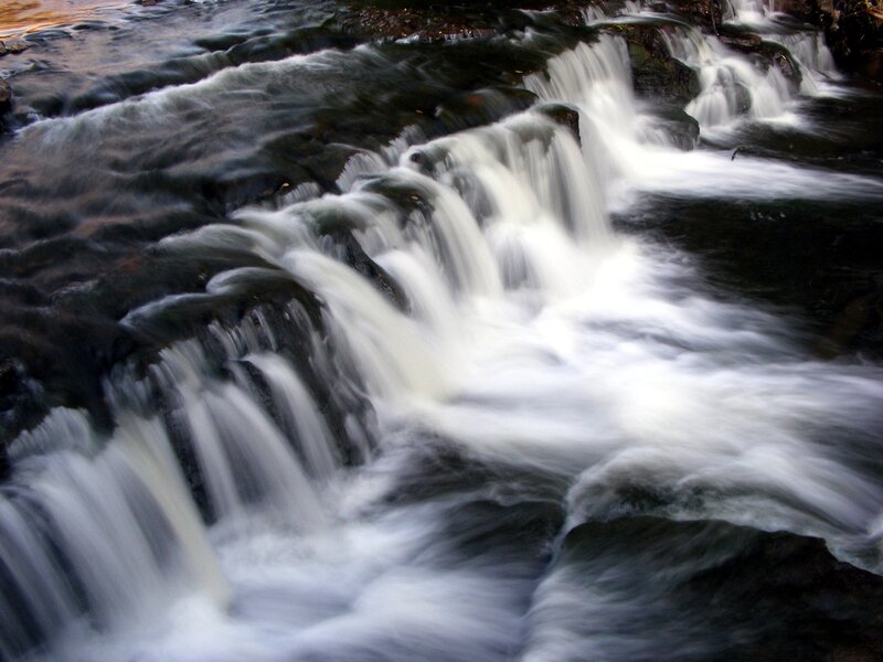 Waterfall over Rocks — White, Dynamic, Photograph, Water
