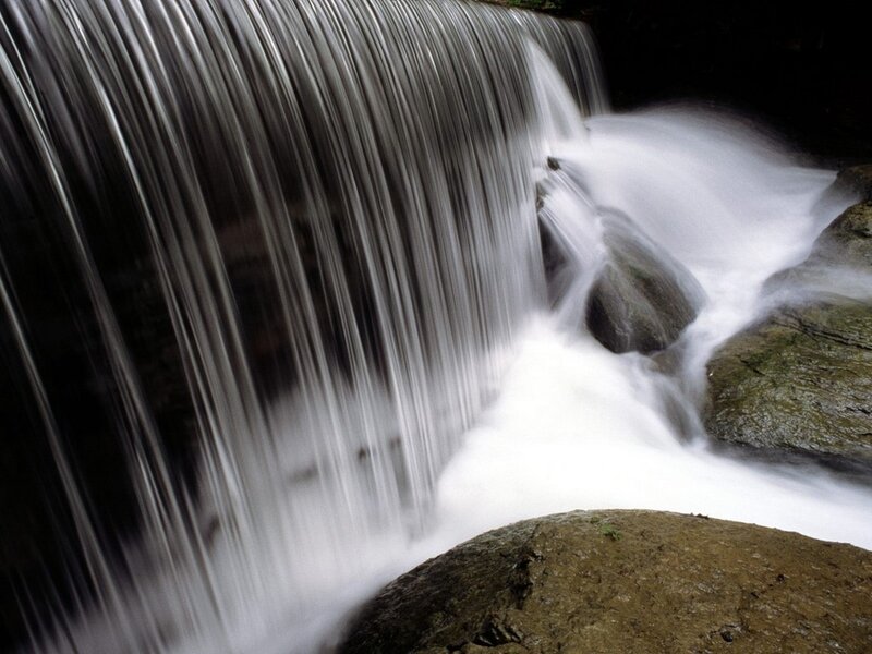 Waterfall over Rocks — White, Serene, Photograph