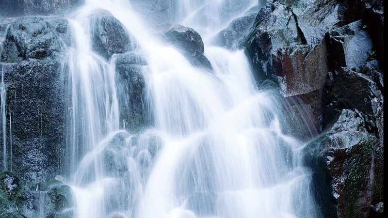 Waterfall over Rocks — White, Serene, Photograph, Water