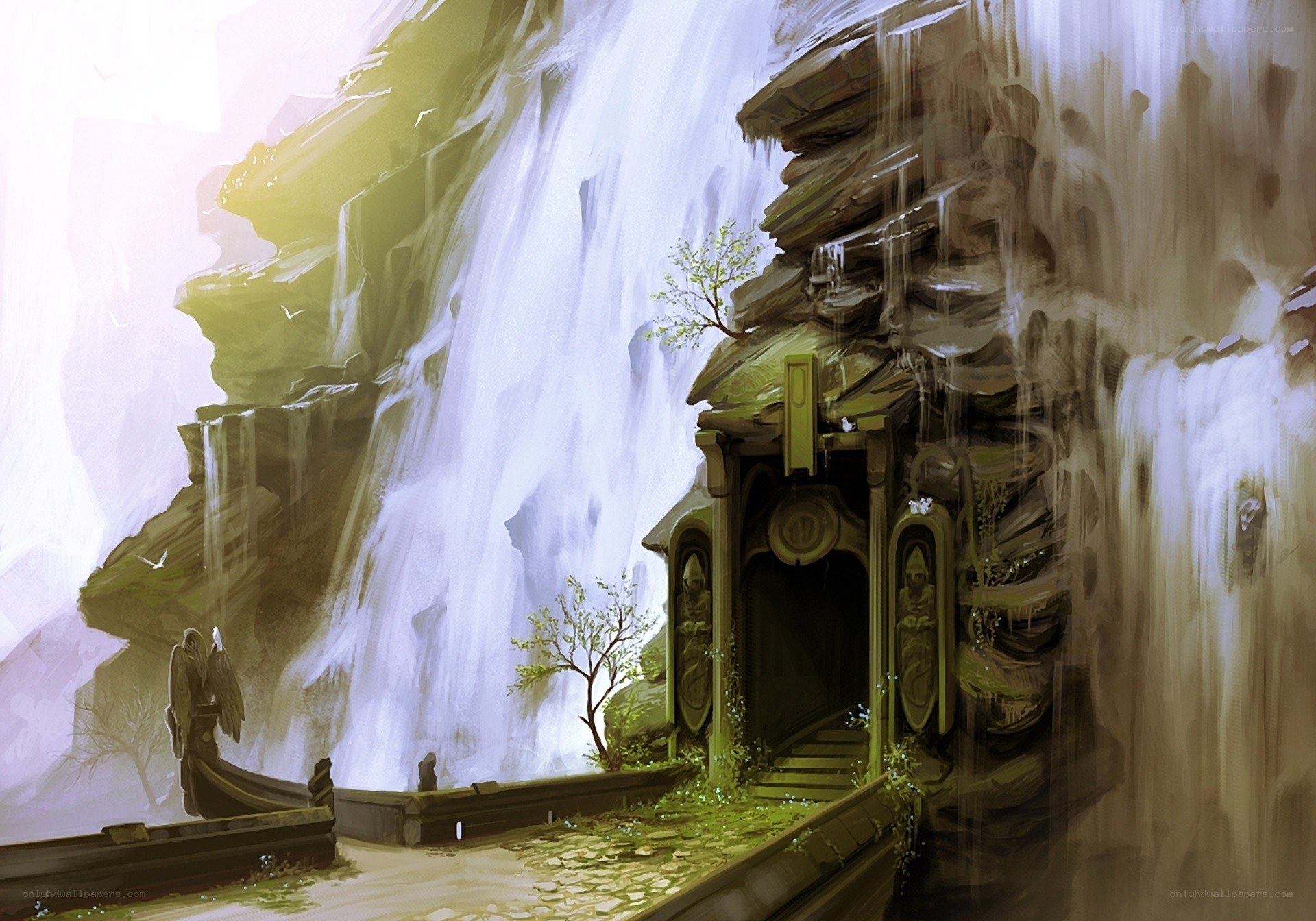 Waterfall temple entrance