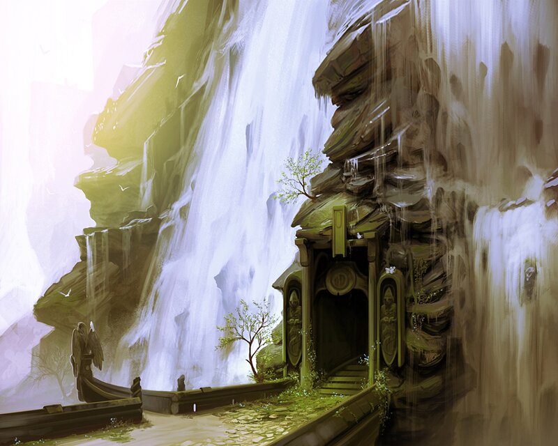 Waterfall temple entrance