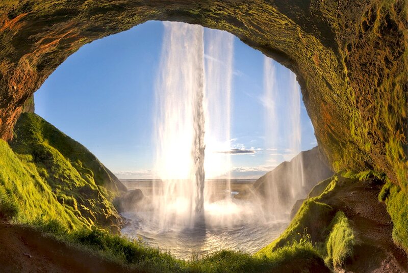 Waterfall Through Cave Arch