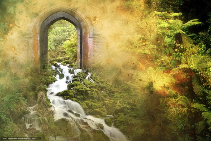 Waterfall Through Stone Arch