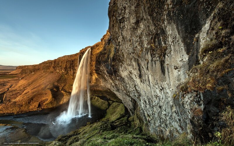 Waterfall under Cliff — Blue