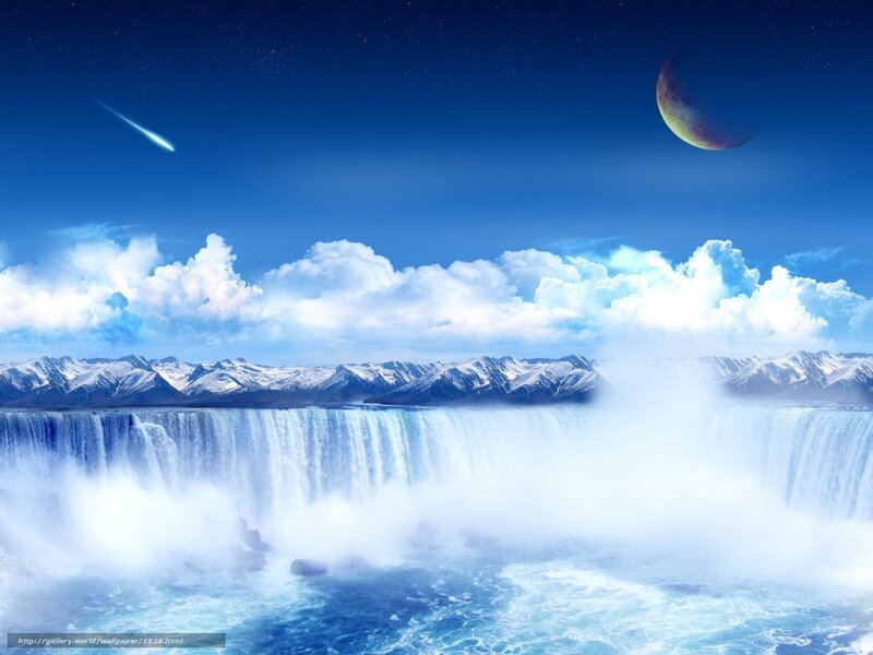 Waterfall under shooting star