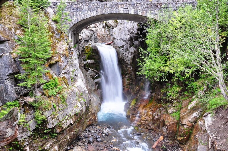 Waterfall under Stone Bridge — Green