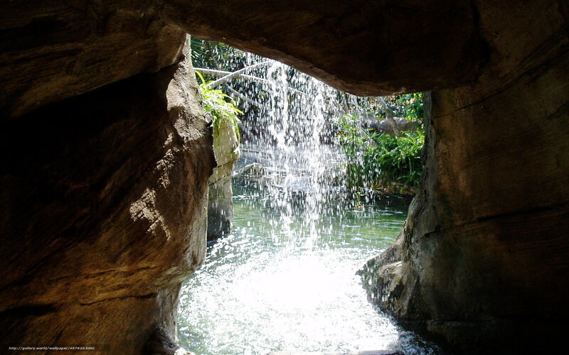 Waterfall view from cave