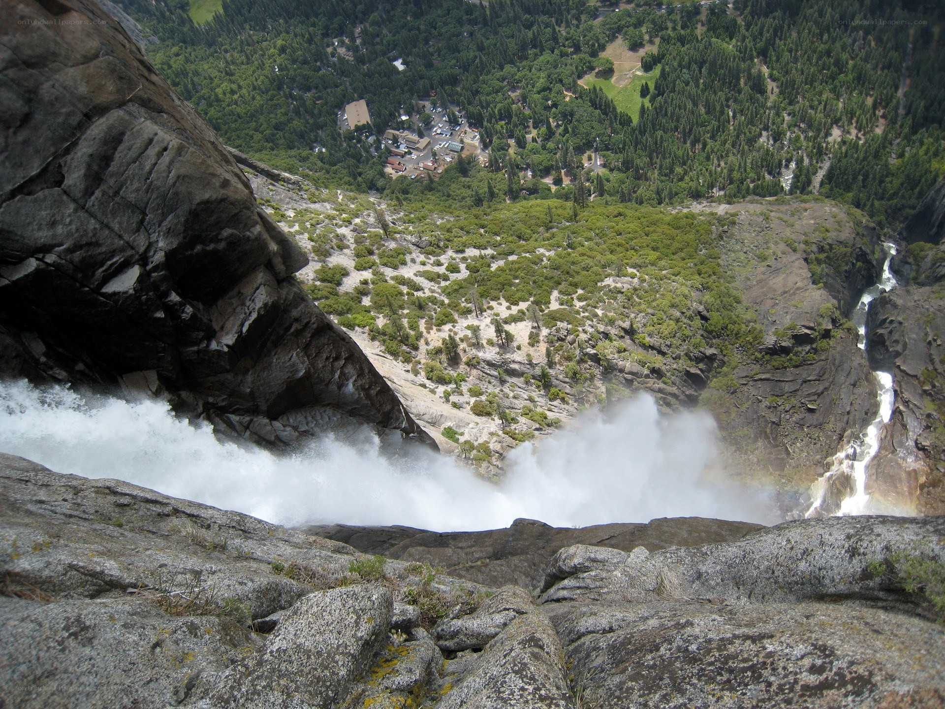 Waterfall view from cliff