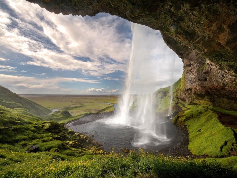 Waterfall viewed from cave