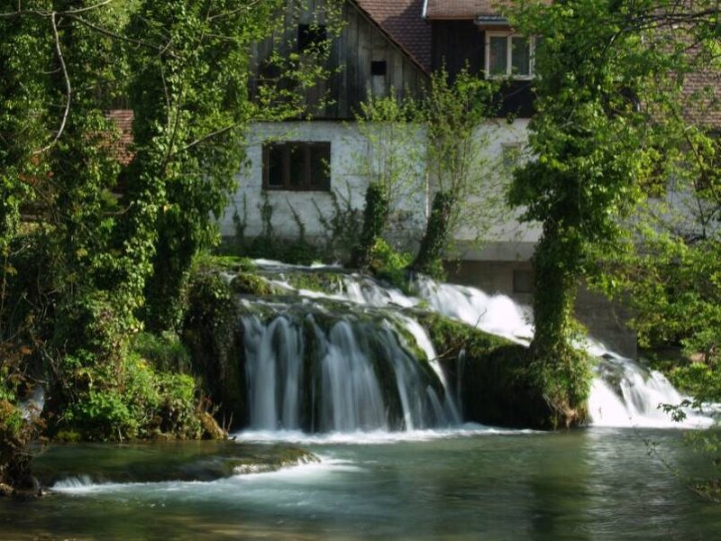 Waterfall with Building