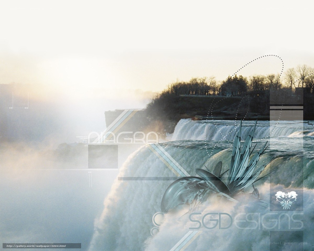 Waterfall with digital overlay