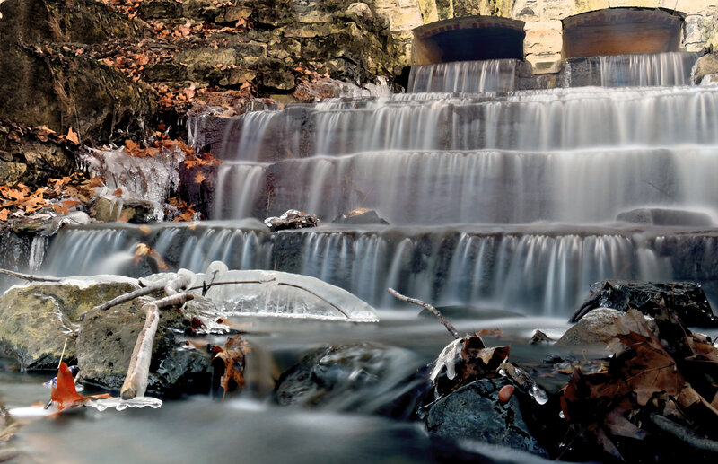 Waterfall with Ice — Gray