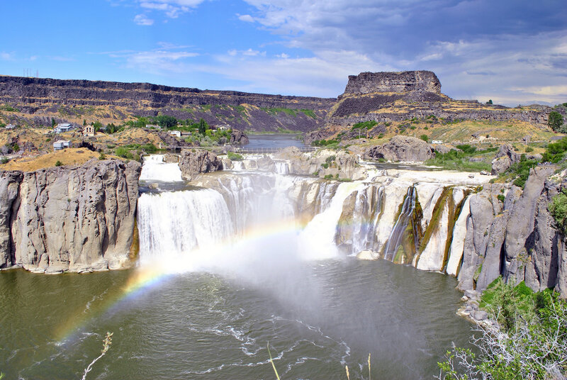 Waterfall with Rainbow — Blue, Dramatic, Afternoon
