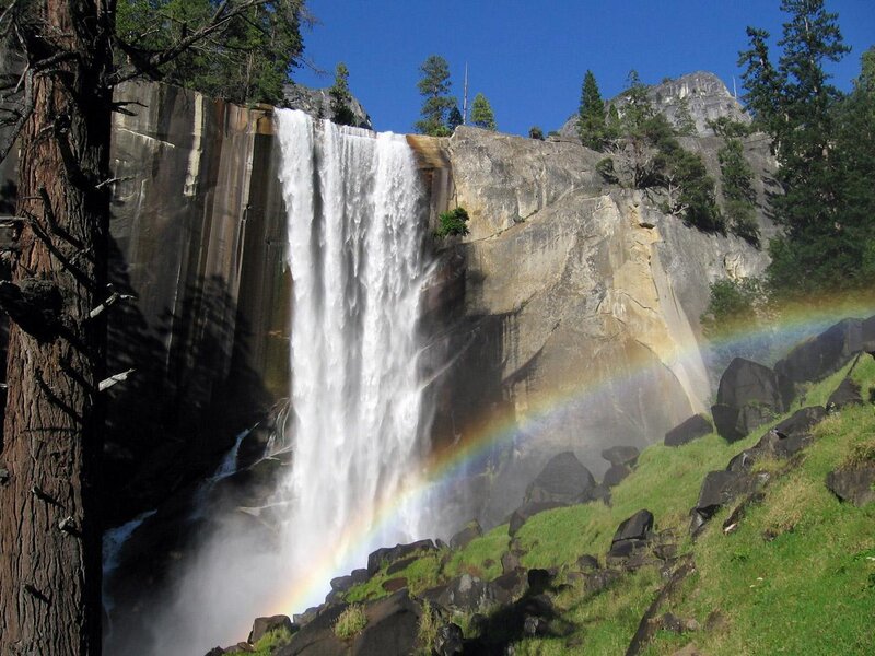 Waterfall with Rainbow — Blue, Serene
