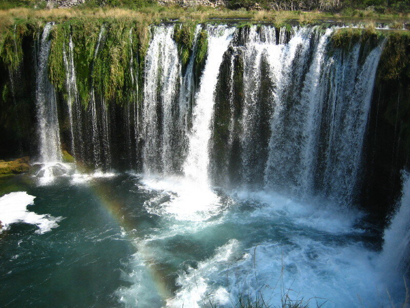 Waterfall with Rainbow — Blue