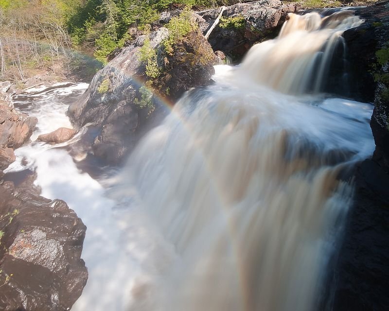 Waterfall with Rainbow — Brown